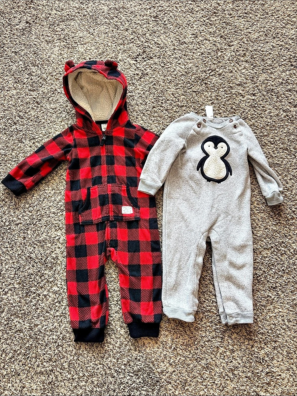 12m Carter’s Winter Jumpsuits, winter bundle baby boy 12 month clothing